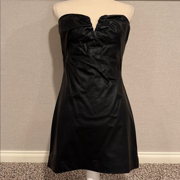 FAUX LEATHER MINI DRESS COTTON CANDY LA SIZE LARGE - Picture 6 of 7